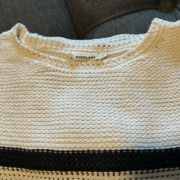 Everlane The Organic Cotton Open-Stitch Crew neck striped pullover sweater, sz L - Picture 10 of 13